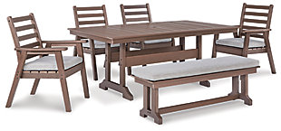 Emmeline Outdoor Dining Table and 4 Chairs and Bench, , large