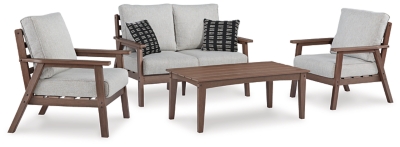 Emmeline Outdoor Loveseat and 2 Chairs with Coffee Table, , large