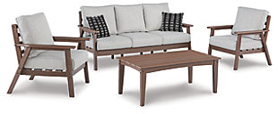 Emmeline Outdoor Sofa and 2 Chairs with Coffee Table, , large