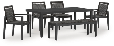 Maroska Outdoor Dining Table and 4 Chairs and Bench, , large