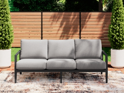 Maroska Outdoor Sofa with Cushion, Gray/Black