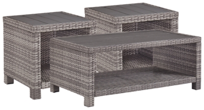 Salem Beach Outdoor Coffee Table with 2 End Tables, , large