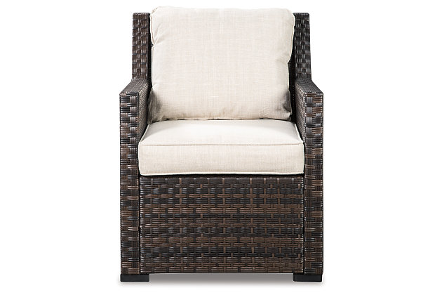 Alfresco living is easy to love with the Easy Isle cushioned lounge chair. Resin wicker over a rust-free aluminum frame lends an upscale aesthetic that’s downright durable. Wrapped in high-performing Nuvella® fabric, the plush, neutral-tone cushions are comfortable and carefree. Clean lines and slim track arms surely appeal to those with contemporary taste.All-weather resin wicker handwoven over rust-free aluminum frame | Powder coated aluminum resists rusting and fading | Zippered cushions covered in high-performing Nuvella® fabric | All-weather foam cushion core wrapped in soft polyester | Clean fabric with mild soap and water, let air dry; for stubborn stains, use a solution of 1 cup bleach to 1 gallon water | Imported fabric and fill | Assembly required | Estimated Assembly Time: 30 Minutes