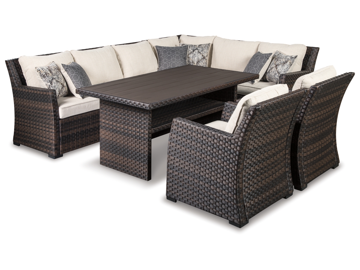 Easy Isle 3 Piece Outdoor Sectional with 2 Chairs and Coffee Table