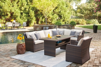 Easy Isle 3-Piece Outdoor Sectional with Chair and Coffee Table, , large