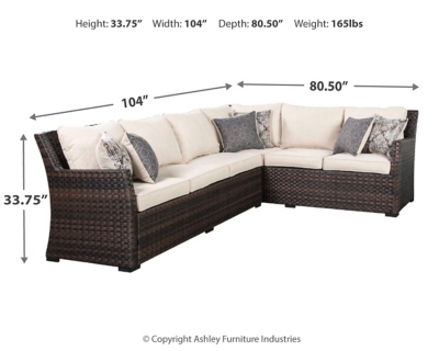 Easy Isle 3-Piece Outdoor Sectional with Chair and Coffee Table, , large