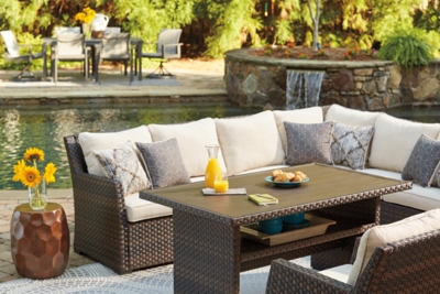 Easy Isle 3 Piece Outdoor Sofa Sectional Chair With Cushion Ashley Furniture Homestore