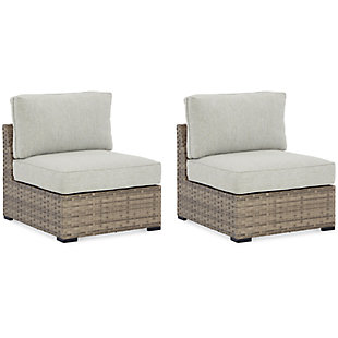 Calworth Outdoor Armless Chair with Cushion (Set of 2), , large