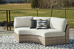 Calworth Outdoor Curved Loveseat with Cushion, , rollover