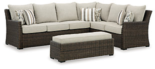 Brook Ranch Outdoor Sofa Sectional/Bench with Cushion (Set of 3), , large
