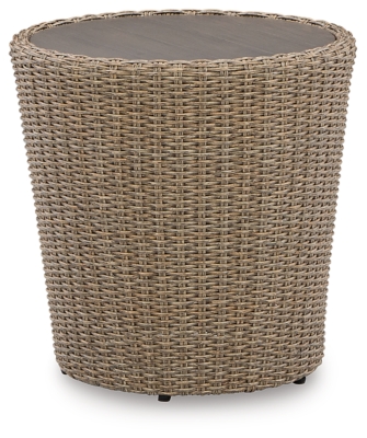 Danson Outdoor End Table, Beige, large