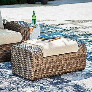 Sandy Bloom Outdoor Ottoman with Cushion, , rollover