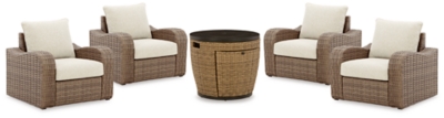 APG-P042-P5 Malayah Outdoor Fire Pit Table and 4 Chairs, Brown sku APG-P042-P5
