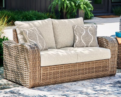 Sandy Bloom Outdoor Loveseat with Cushion, , rollover