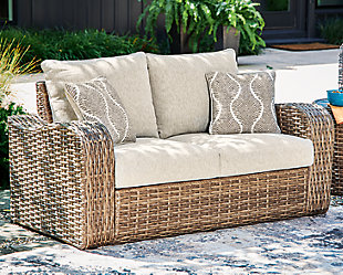 Sandy Bloom Outdoor Loveseat with Cushion, , rollover