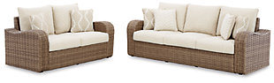 Sandy Bloom Outdoor Sofa and Loveseat, , large