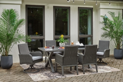 Elite Park Outdoor Dining Table and 6 Chairs, Gray