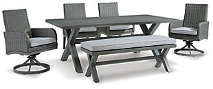 Elite Park Outdoor Dining Table and 4 Chairs and Bench, , large