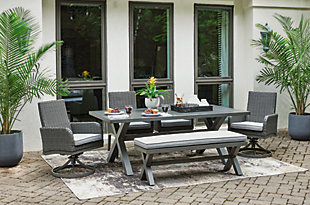 Elite Park Outdoor Dining Table and 4 Chairs and Bench, , rollover