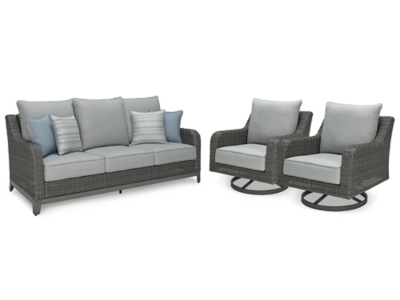 APG-P518-P3 Elite Park Outdoor Sofa with 2 Lounge Chairs, Gray sku APG-P518-P3