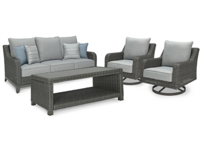 Elite Park Outdoor Sofa and 2 Chairs with Coffee Table, , large