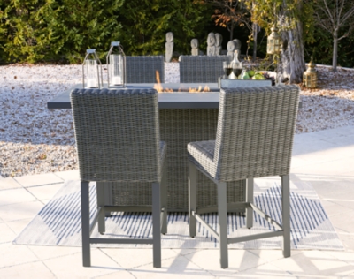 Palazzo Outdoor Bar Table and 4 Barstools, Gray