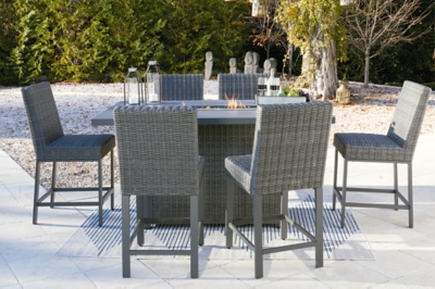 Palazzo Outdoor Bar Table and 6 Barstools, Gray