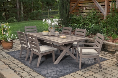 Hillside Barn Outdoor Dining Table and 6 Chairs, Brown