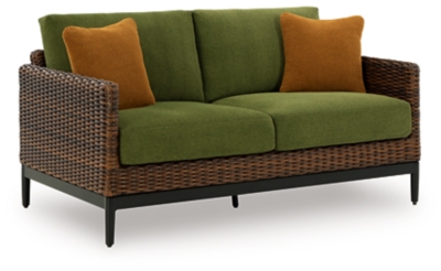 Horizon Hall Green Performance Fabric Outdoor Loveseat - Thumbnail 3