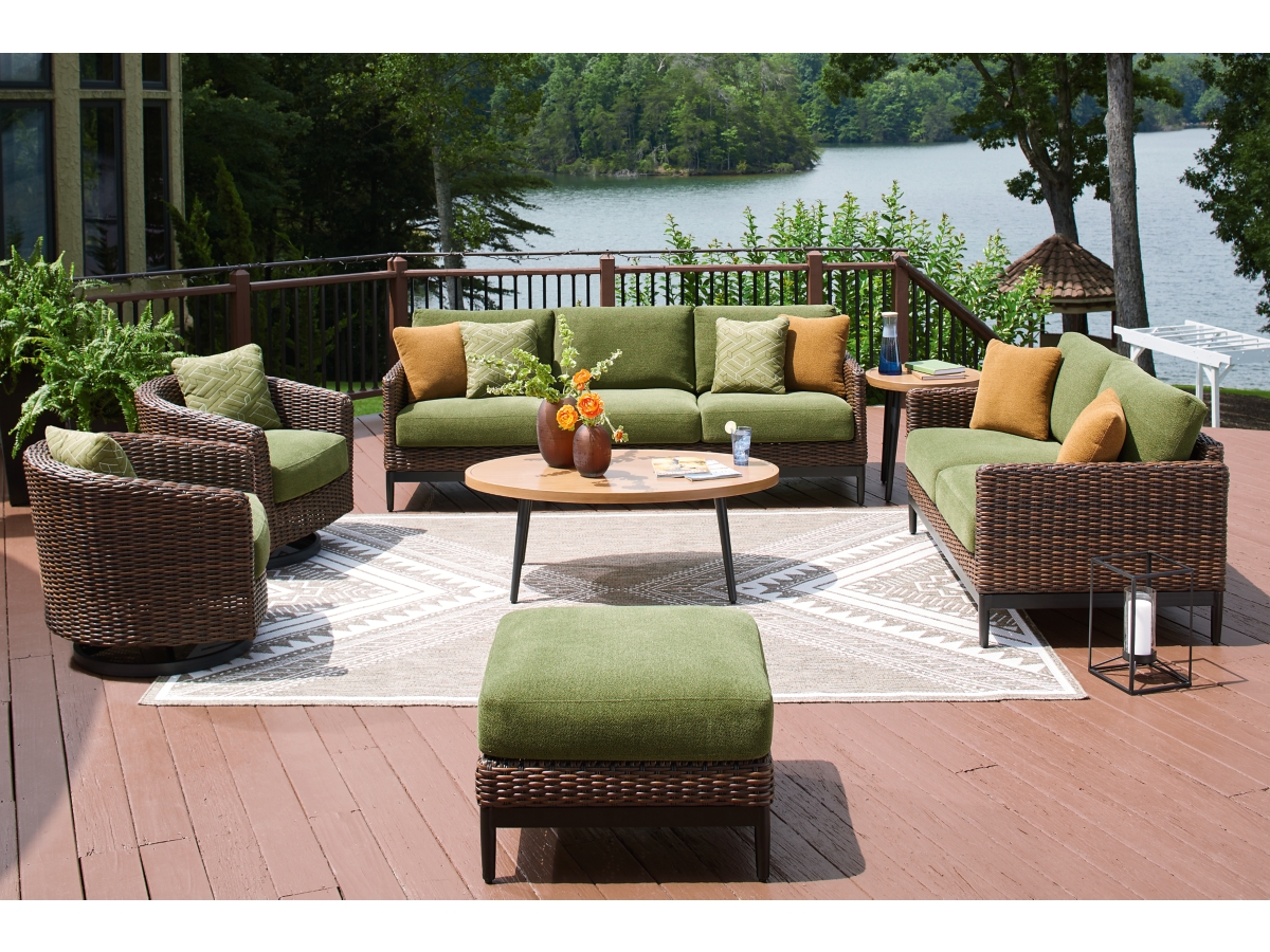 Horizon Hall Outdoor Ottoman with Cushion | Ashley
