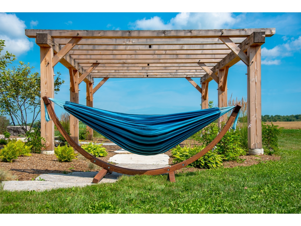 Vivere Outdoor Double Hammock Blue Lagoon with Stand Ashley