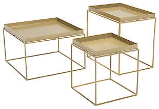 Patio Gold Finish Nesting Table (set Of 3), Gold, large