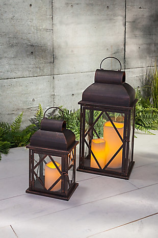 Outdoor Nested Metal Lanterns (set Of 2), , rollover