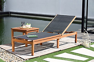 When it’s time to recline, this eucalyptus lounger is sure to please. Sustainably sourced and certified by the Forest Stewardship Council, eucalyptus is naturally UV and weather resistant for years of enjoyment in any climate. Lightweight and durable, the Weathernet® mesh cover makes cleanup virtually nonexistent, perfectly suited to your "maintenance-free" lifestyle.Made of solid eucalyptus wood | Grown in well-managed Vietnamese forests | Certified by the FSC (Forest Stewardship Council) | Brown finish | Seat and back made of black Weathernet® mesh | Durable, all-weather design | High-quality galvanized steel hardware | For indoor/outdoor use | Over time eucalyptus adopts a weathered hue; regular application of teak oil helps preserve original tone | Some assembly required
