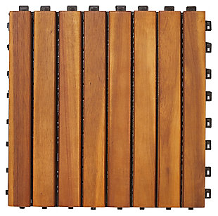 Vifah Malibu 8-Slat Acacia Interlocking Deck Tile (Set of 10), , large
