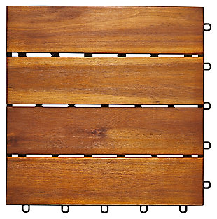 Vifah Malibu 4-Slat Acacia Interlocking Deck Tile (Set of 10), , large