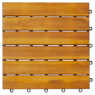 Vifah Malibu 6-Slat Acacia Interlocking Deck Tile (Set of 10), , large