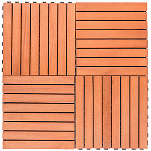 Vifah Malibu 8-Slat Eucalyptus Interlocking Deck Tile (Set of 10), , rollover