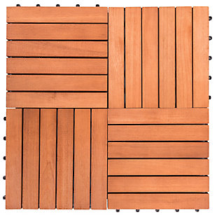 Vifah Malibu 6-Slat Eucalyptus Interlocking Deck Tile (Set of 10), , rollover