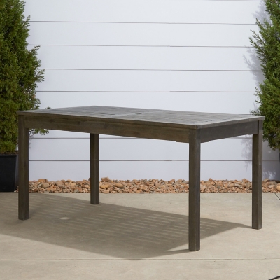 Renaissance Outdoor Rectangular Hand-scraped Wood Table, Gray