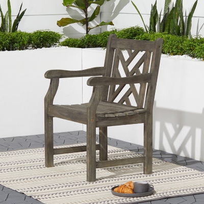 Vifah Renaissance Outdoor Hand-scraped Wood Garden Armchair, , large