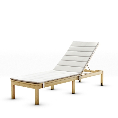 Amazonia Teak Finish Lounger with Light Gray Cushion, , large
