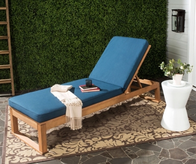 Safavieh Solano Outdoor Chaise Lounge, Brown/Blue