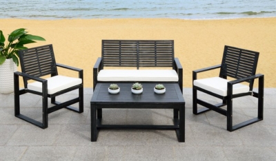 Safavieh Ozark Outdoor Living Set (Set of 4), Black, large