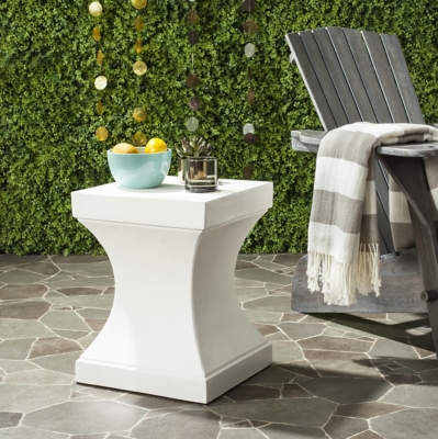 Safavieh Curby Indoor/Outdoor Modern Concrete Accent Table, White, large