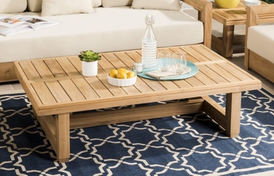 P600000827 Safavieh Outdoor Montford Teak Coffee Table , Bei sku P600000827