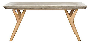 Bring contemporary style to any space with this indoor-outdoor coffee table. Its dark gray concrete construction and beautiful natural oak finish create an instant focal point in the modern living room or elegant outdoor entertaining area.Made of oak wood and concrete | Suitable for indoor/outdoor use | Spills should be taken care of immediately before they stain; do not use bleach solutions | Weight capacity 15 lbs | Assembly required