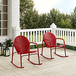 Crosley Griffith 2-piece Rocking Chair Set, Bright Red, rollover