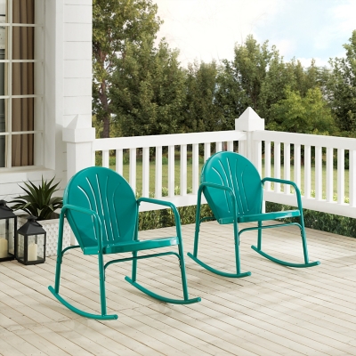 Crosley Griffith 2-piece Rocking Chair Set, Turquoise, large