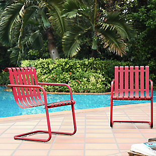 Crosley Gracie 2-piece Stainless Steel Chair Set, Red, rollover